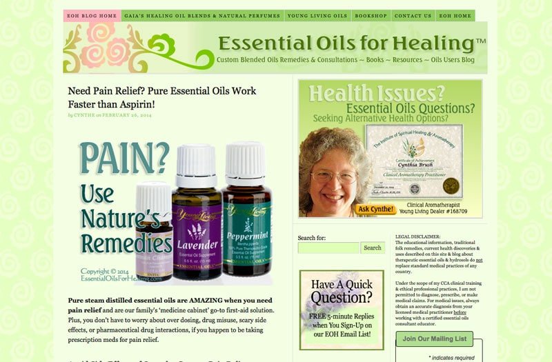 graphic design for essential oils practitioner website